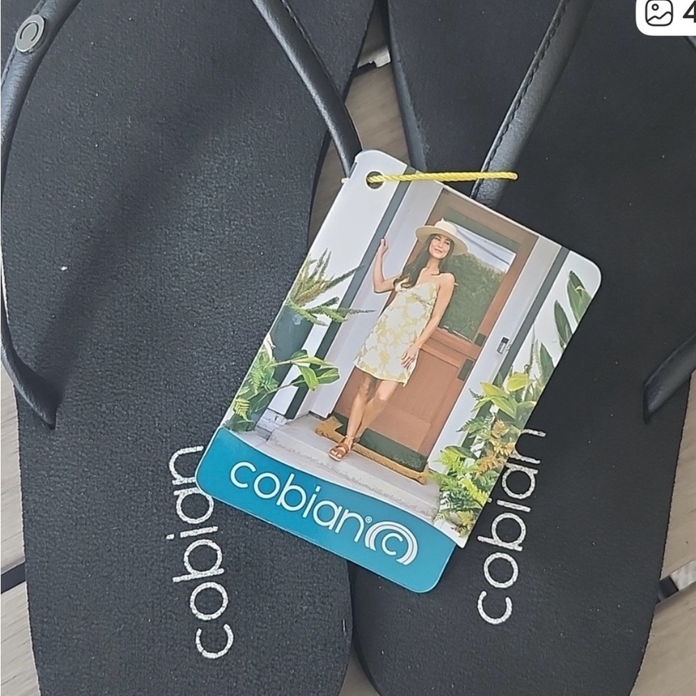 Cobian Women’s Black Slim Strap Flip Flop Sandals - Picture 5 of 7
